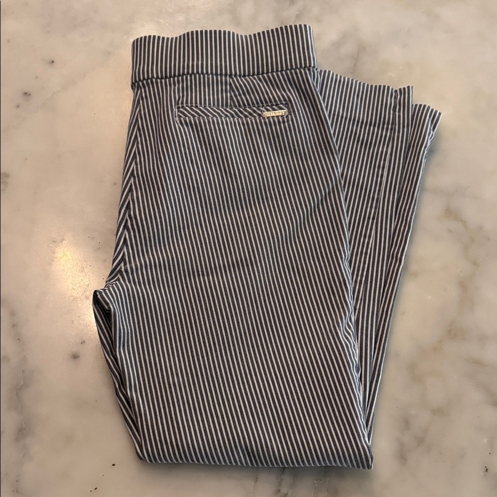 Anne Klein Navy and White Striped Capri trousers size 4